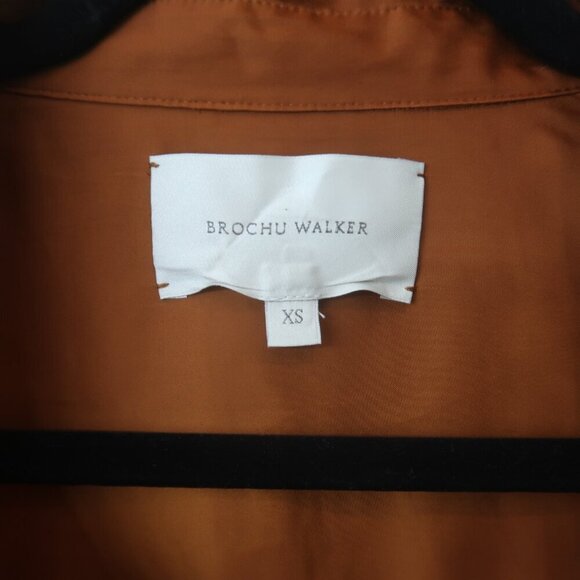 Brochu Walker Madsen Midi Shirt Dress Satin Turmeric Size XS - Picture 8 of 12